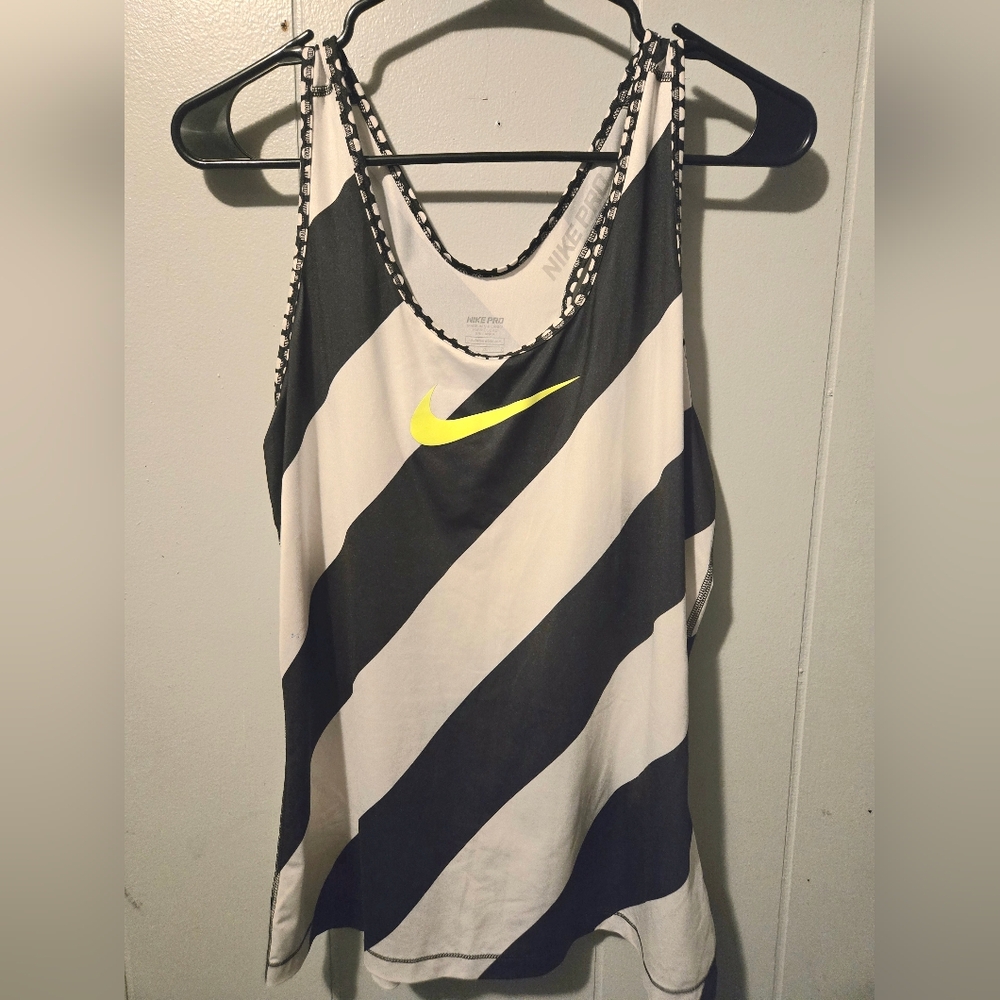 Womens Nike PRO Tank Top Stripped Racerback Size Large